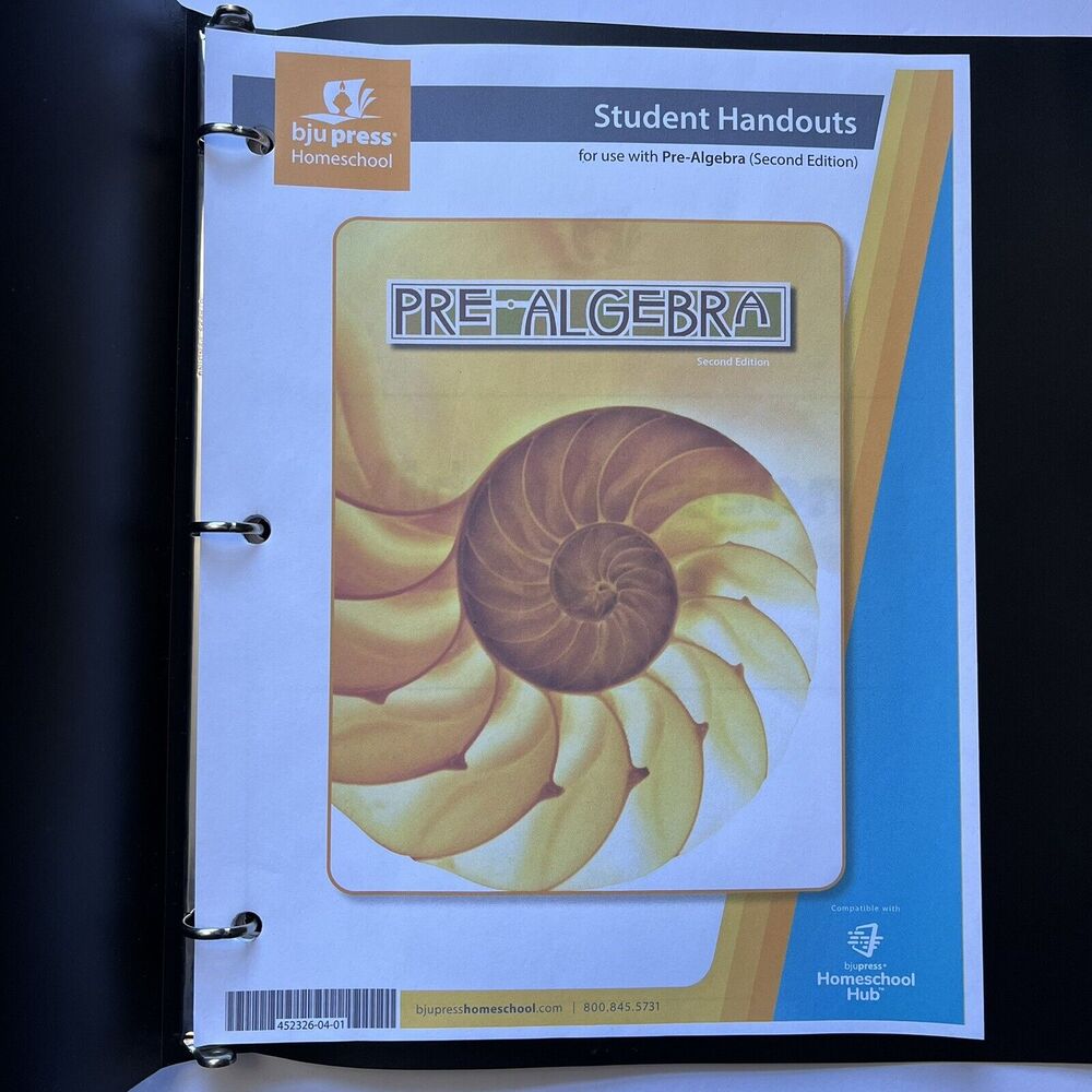 BJU Press Math Pre Algebra Student Handouts 2nd Edition Homeschool Curriculum